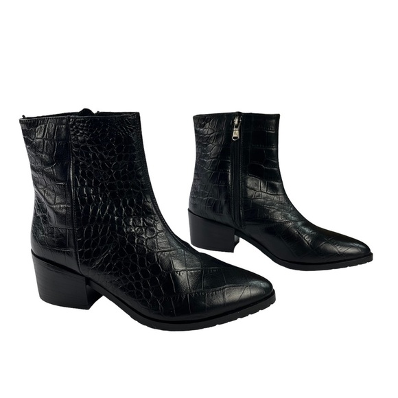 Fabianelli Crocs Black Leather Ankle Boots Zip Womens Size 6 - Picture 2 of 12